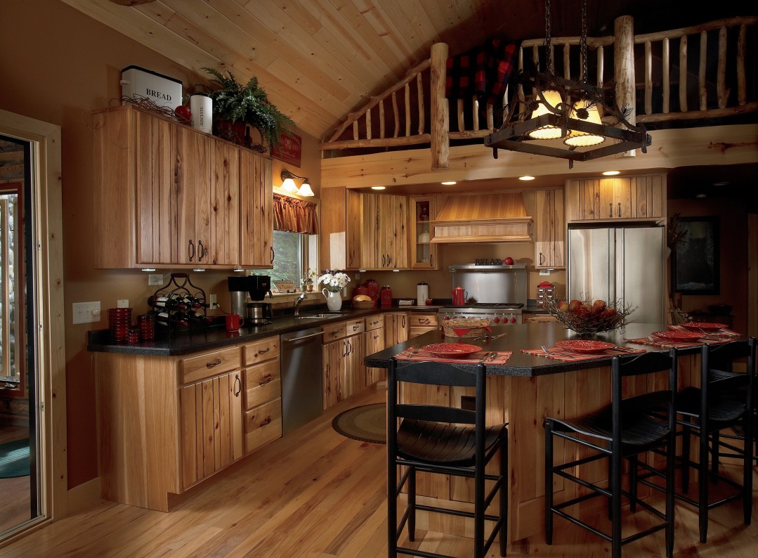 Cabinets, rustic, hickory, kitchen